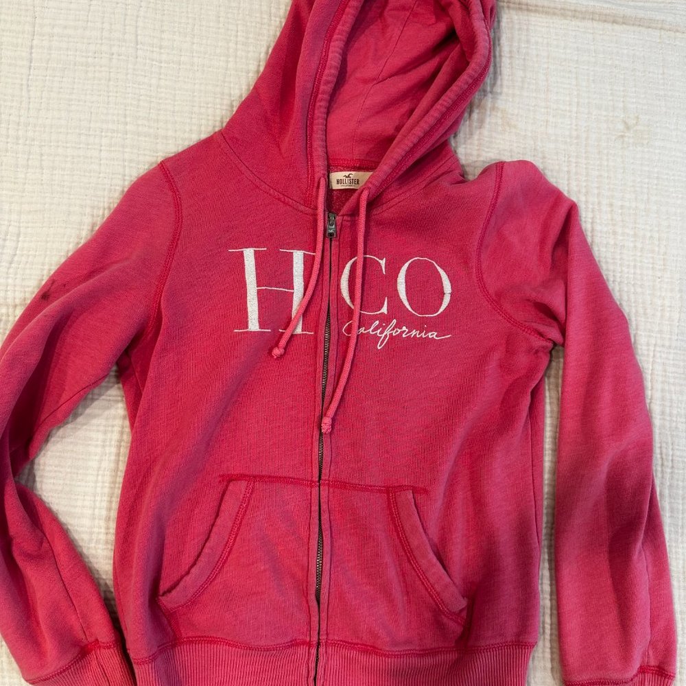 Hollister Co Pink Zip Up Hoodie